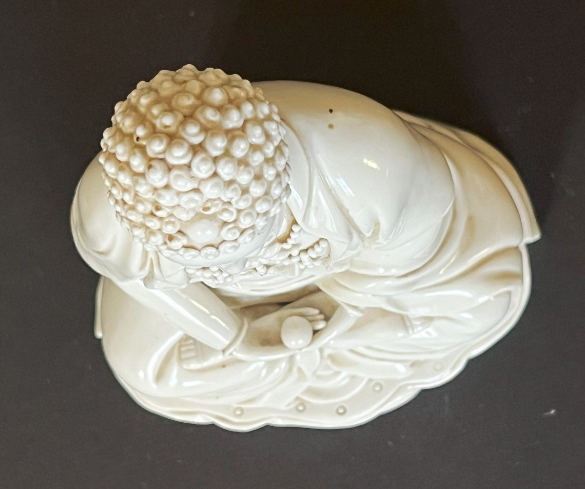 20th Century White Chinese Porcelain Buddha-photo-3