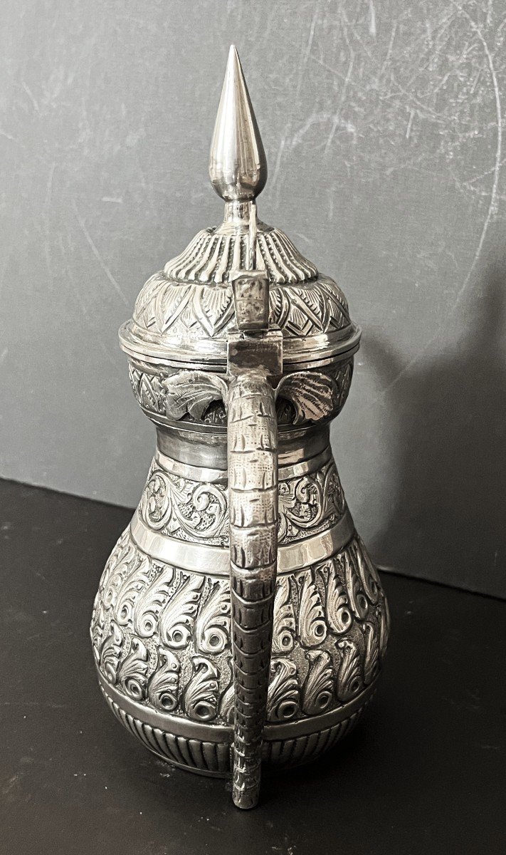 Cafetière En Argent Massif, Art Islamique, Empire Ottoman-photo-3