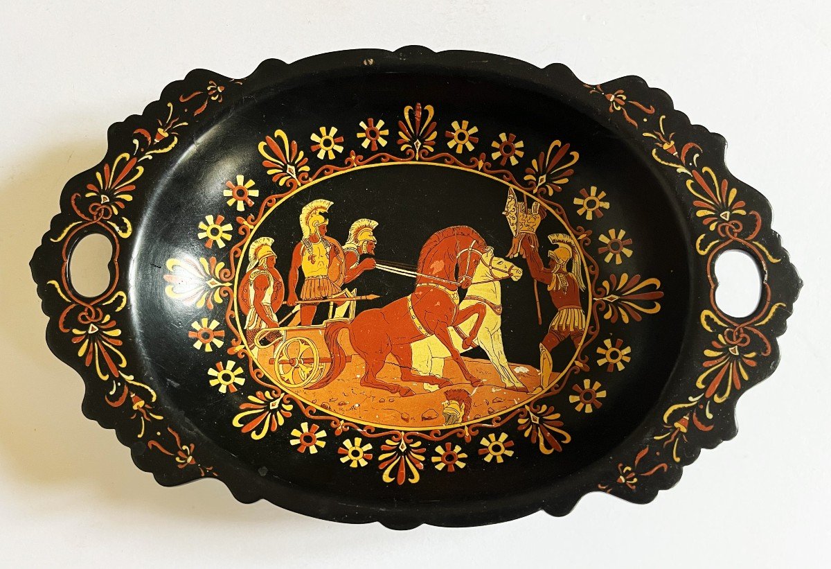 Napoleon III Basket With Greek Decor In Boiled Cardboard