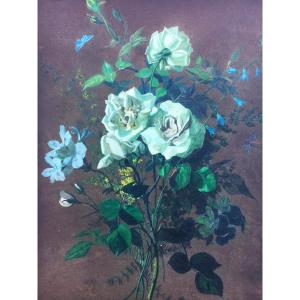 19th Century Gouache, Bouquet Of Flowers
