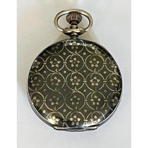 Niello Silver Pocket Watch, 19th Century Germany.