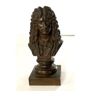 Buste De Molière En Bronze Du 19ème Siècle.