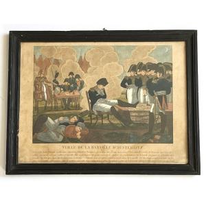 Napoleon, Color Engraving "the Eve Of Austerlitz" 19th Century Print