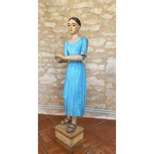 Grand Mannequin Statue De Procession En Bois Sculpté 18ème Siècle 