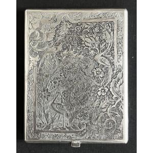 Engraved Silver Cigarette Box, Iran, Persia Early 20th Century