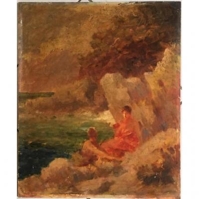 Gabriel Griffon 1866/1938 Oil On Panel "women On The Shore"