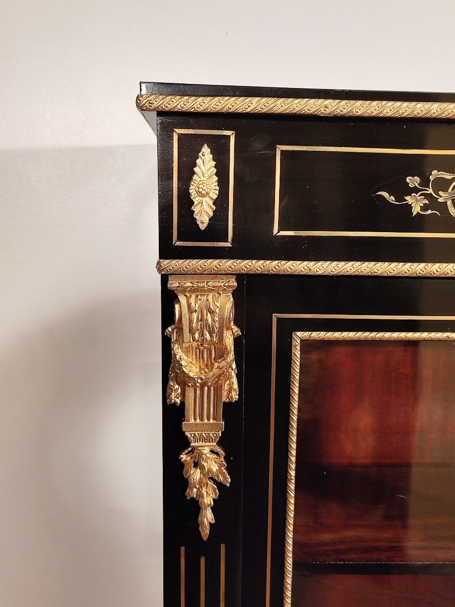 Napoleon III Period Brass Marquetry Showcase-photo-4
