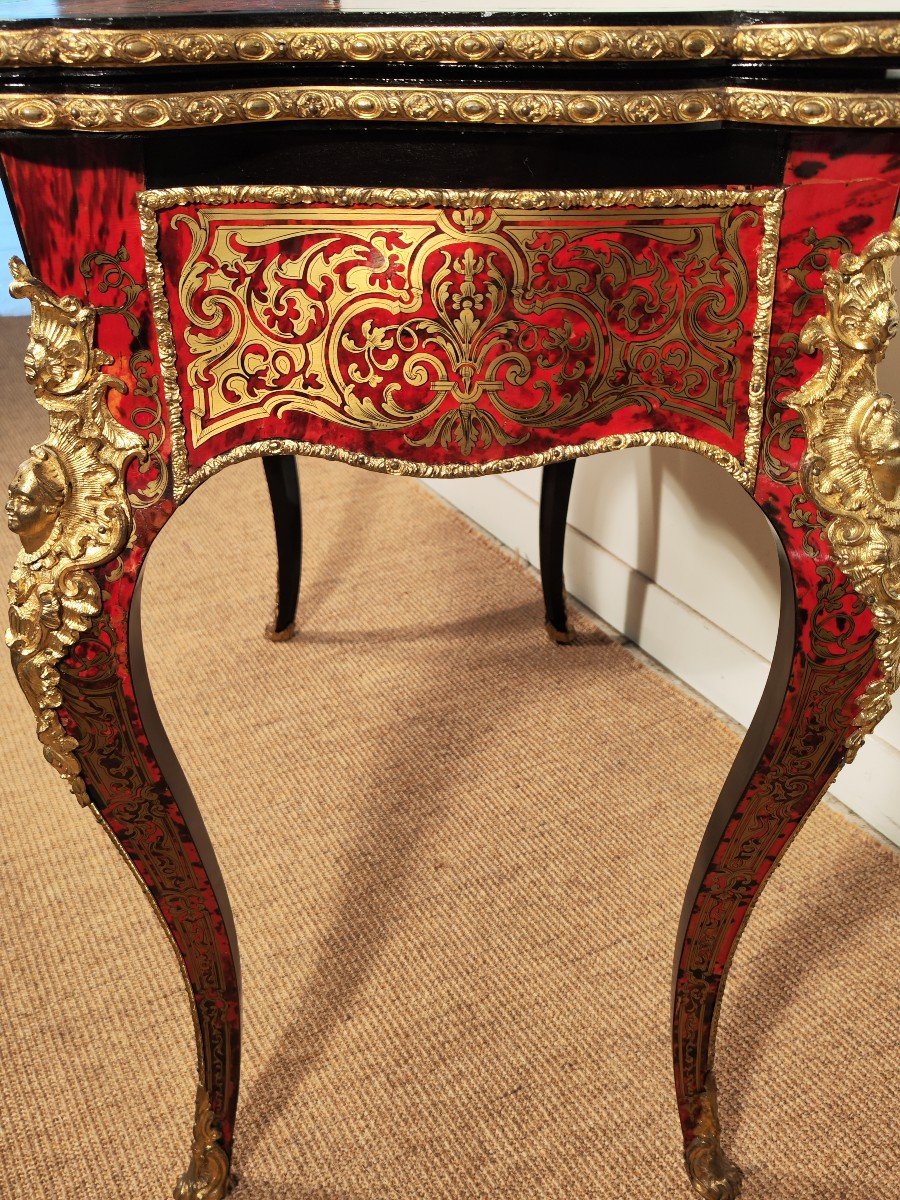 Napoleon III Period Boulle Marquetry Games Table-photo-1