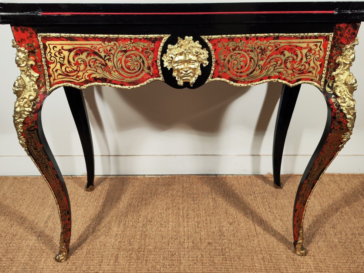 Napoleon III Period Boulle Marquetry Games Table-photo-2