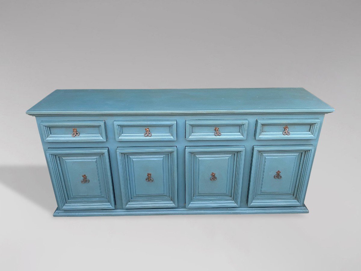 20th Century Blue Painted Pine Dresser Base-photo-2