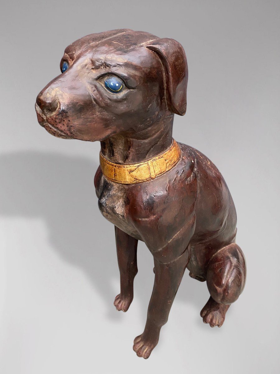 19th Century Life Size Leather Dog Statue-photo-4