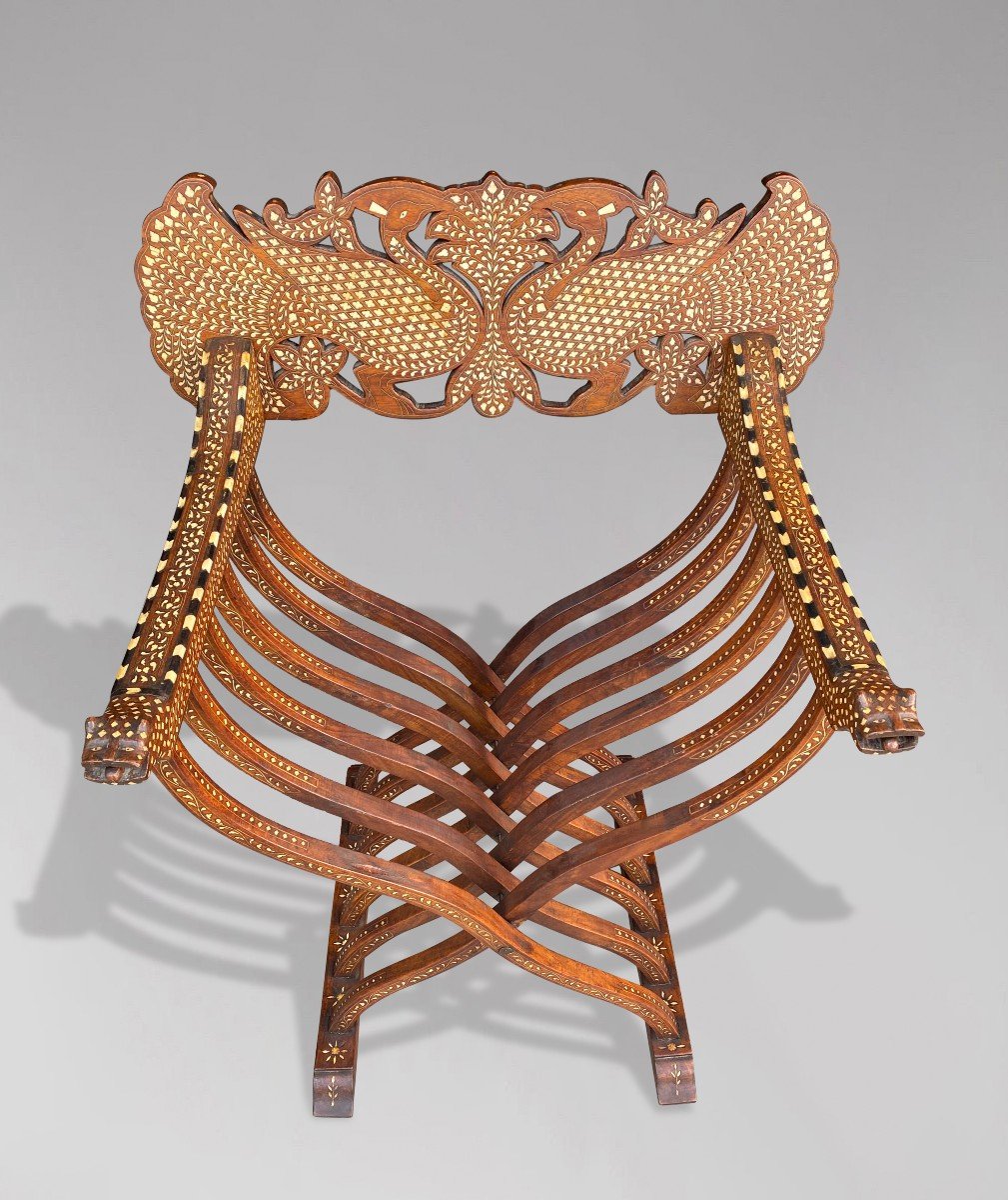 19th Century Indian Folding Savonarola Armchair-photo-3