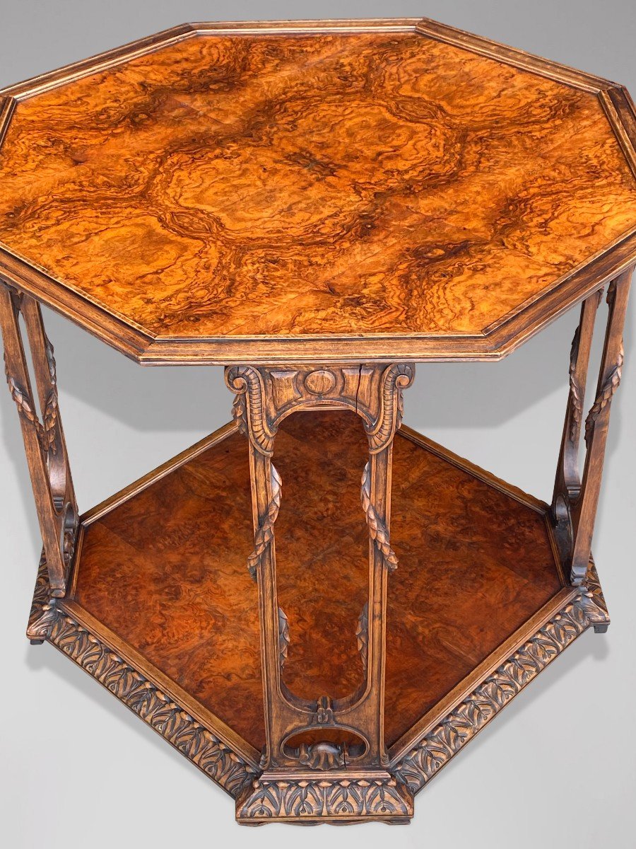 20th Century Burr Walnut Octagonal Occasional Table-photo-1