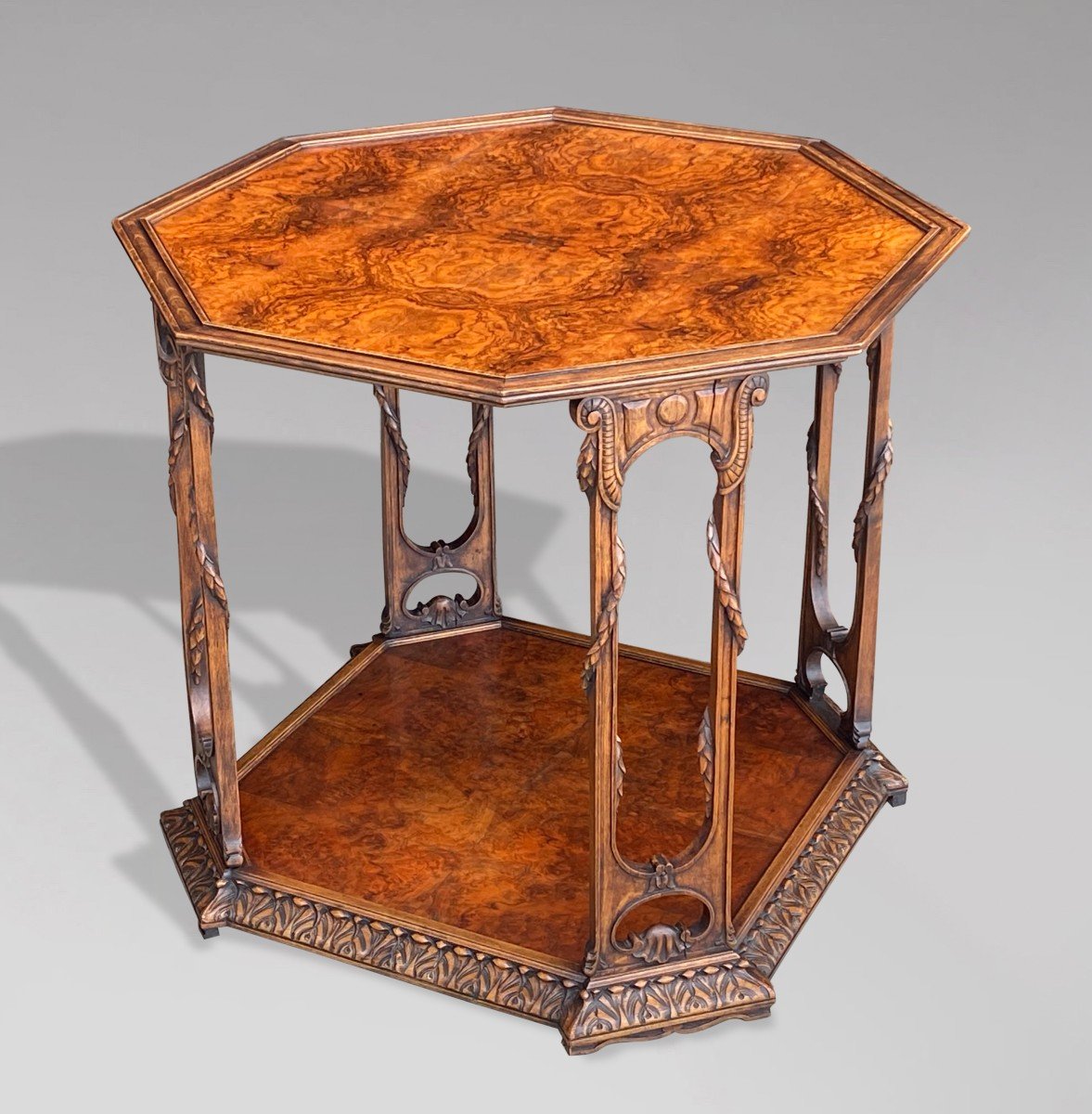 20th Century Burr Walnut Octagonal Occasional Table