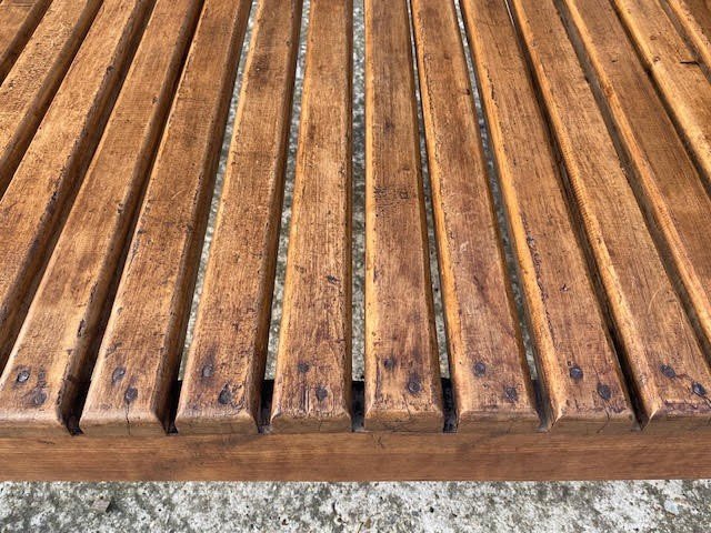 Mid 20th Century Walnut Slat Top Coffee Table-photo-1