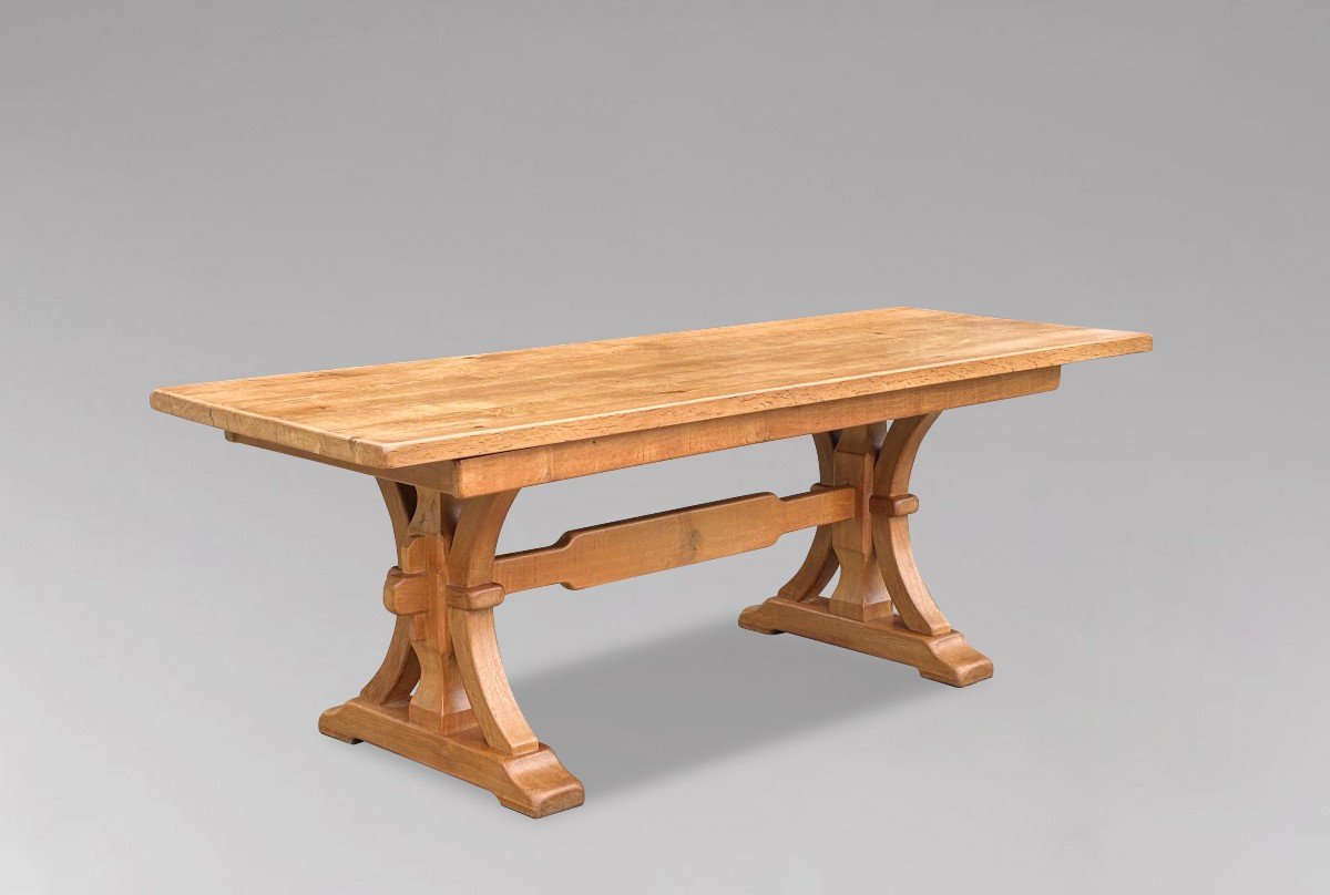 Mid 20th Century Arts And Crafts Oak Refectory Dining Table-photo-3