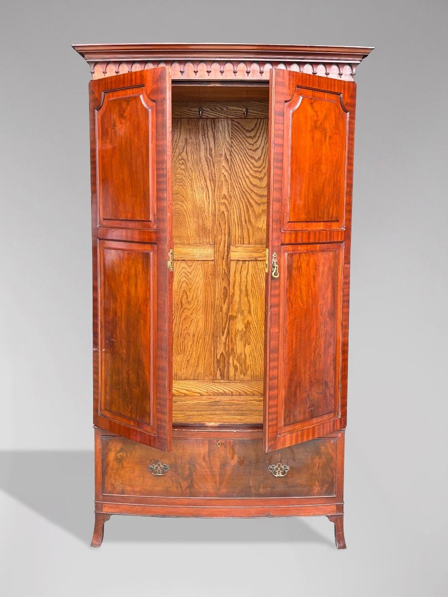 Edwardian Period Mahogany Bow Front Wardrobe-photo-3