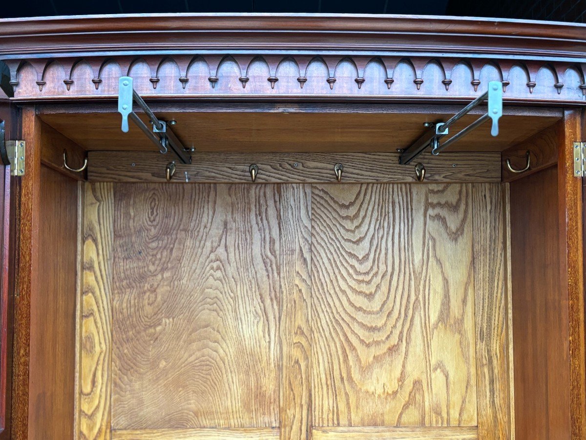 Edwardian Period Mahogany Bow Front Wardrobe-photo-5
