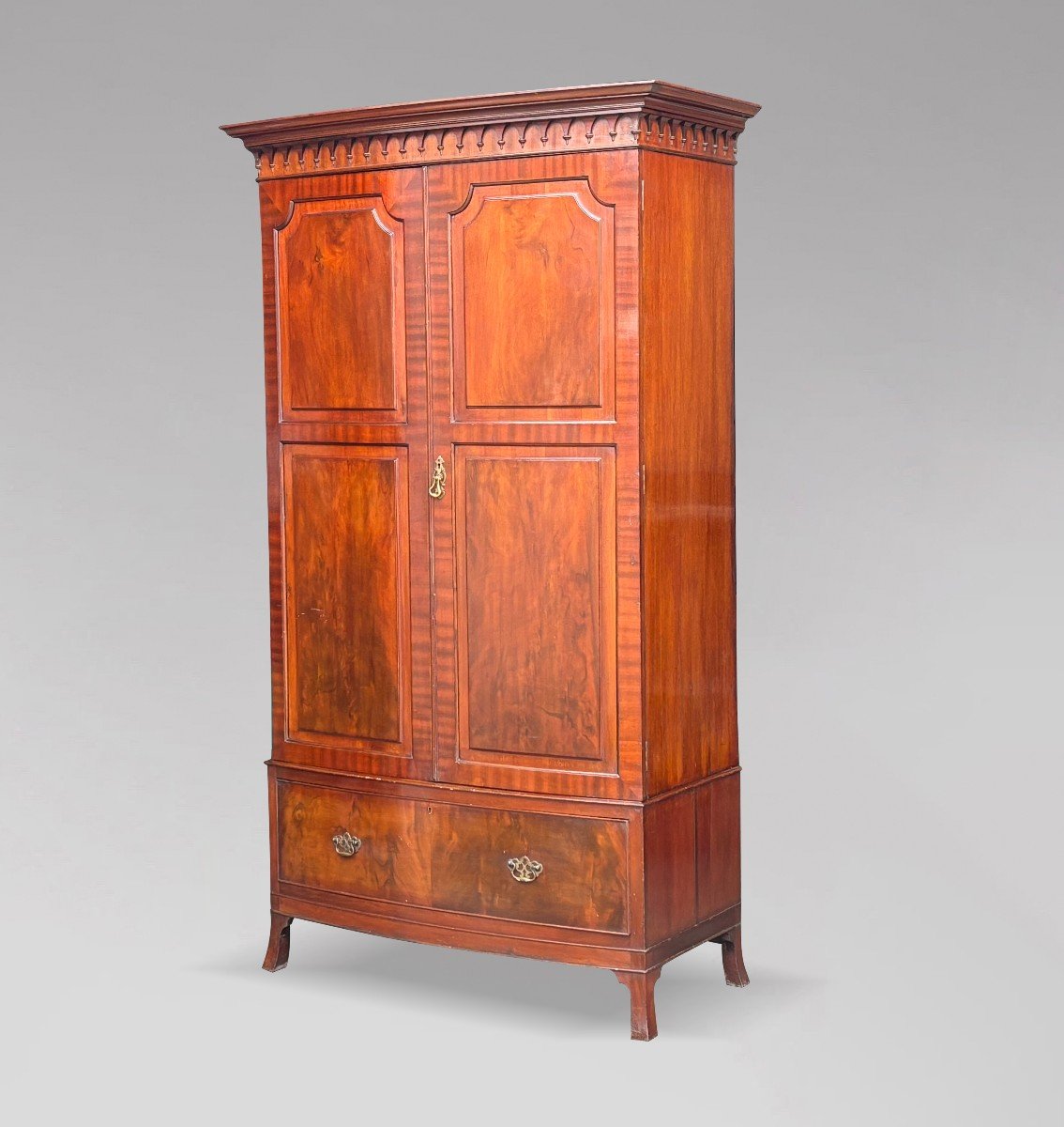 Edwardian Period Mahogany Bow Front Wardrobe