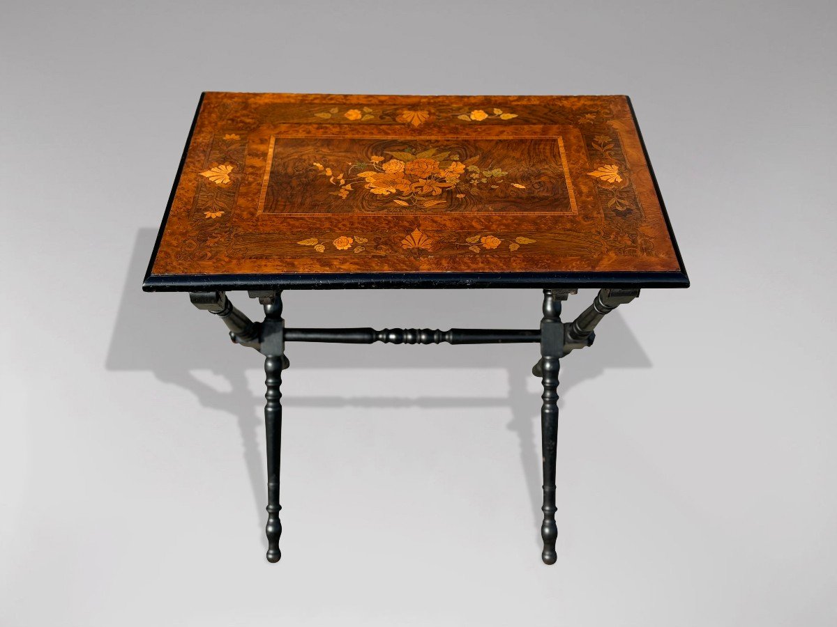 19th Century Napoleon III Marquetry Folding Table-photo-2