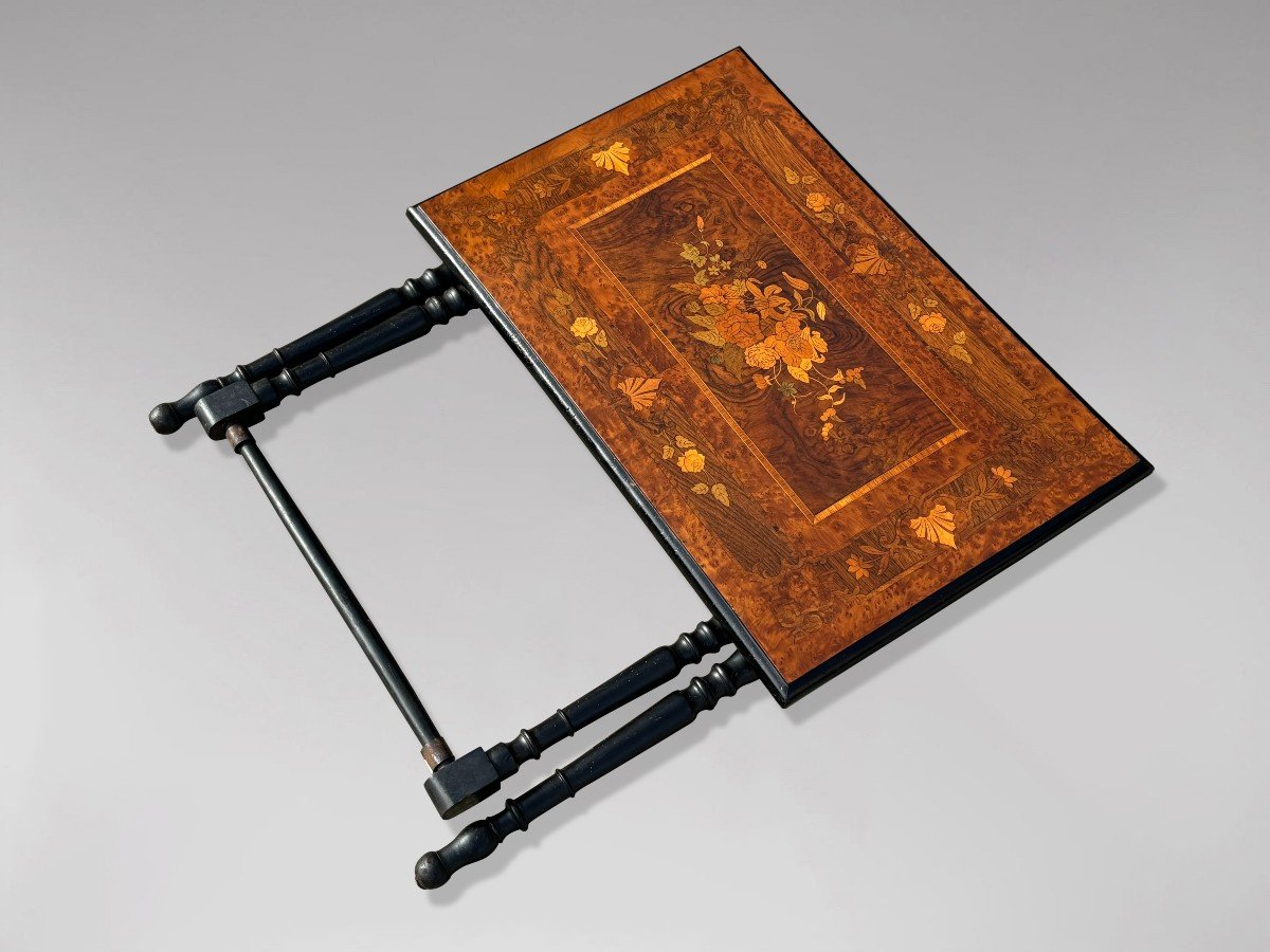 19th Century Napoleon III Marquetry Folding Table-photo-3