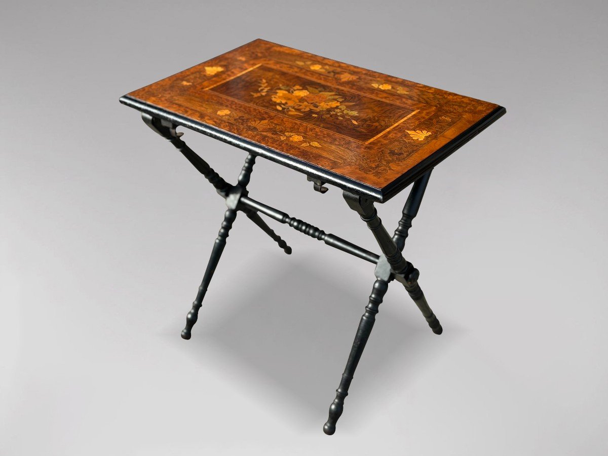 19th Century Napoleon III Marquetry Folding Table