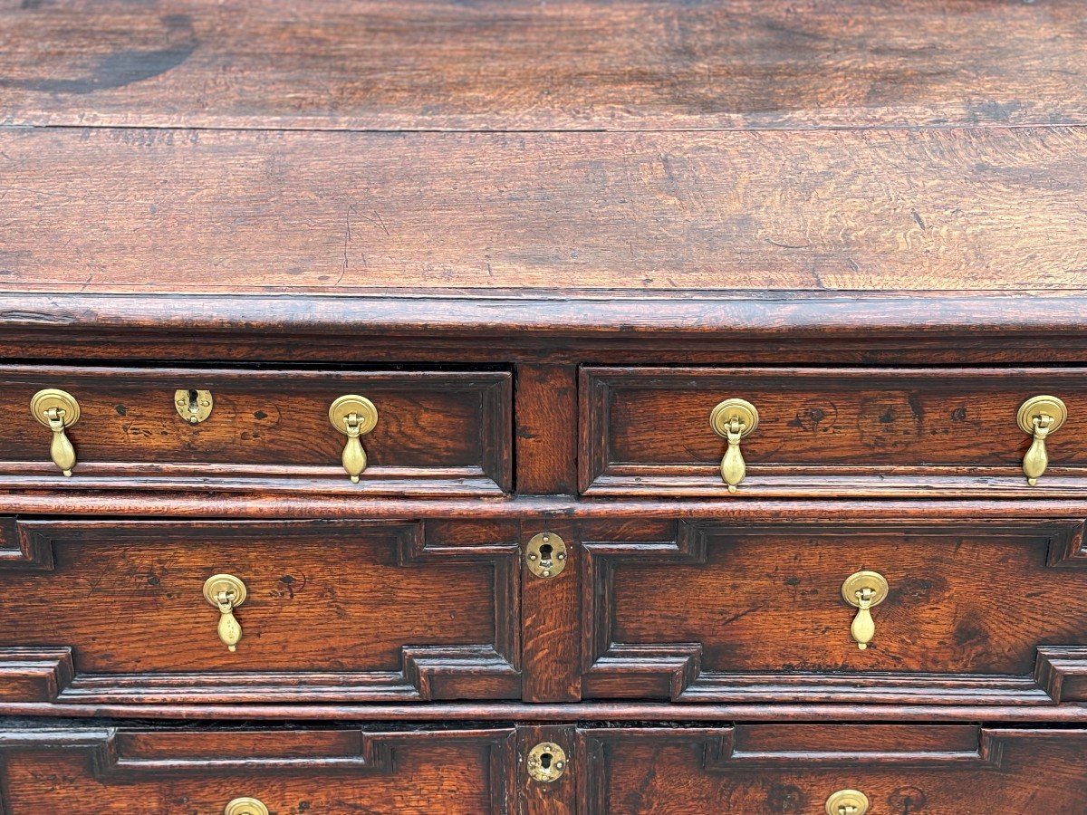 17th Century Charles II Period Oak Geometric Chest Of Drawers-photo-4