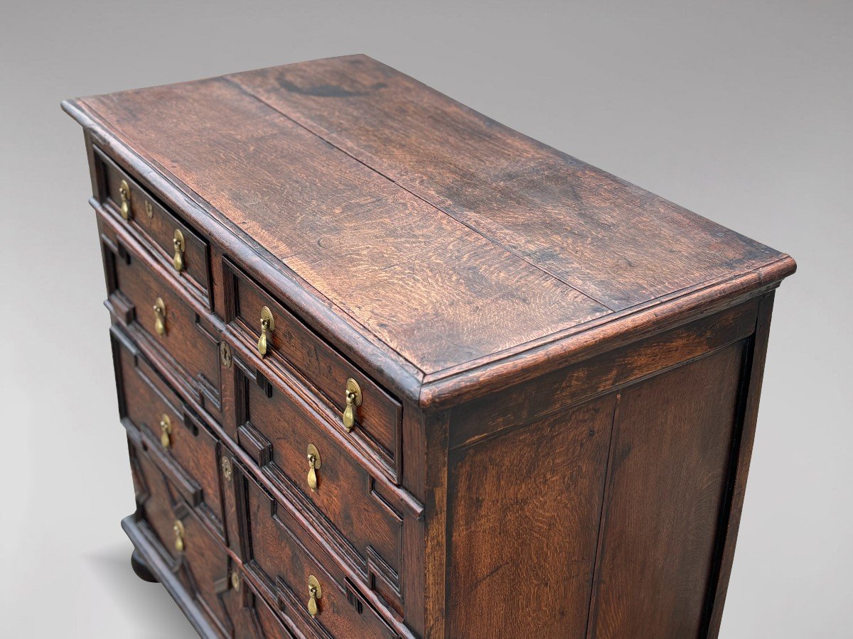 17th Century Charles II Period Oak Geometric Chest Of Drawers-photo-3