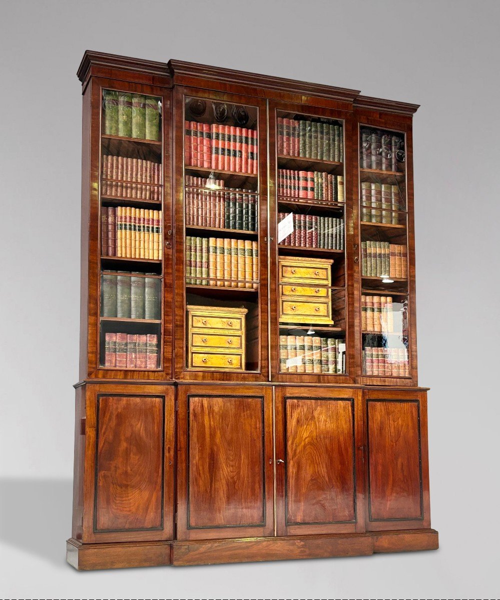 18th Century George III Period Mahogany Breakfront Library Bookcase-photo-6