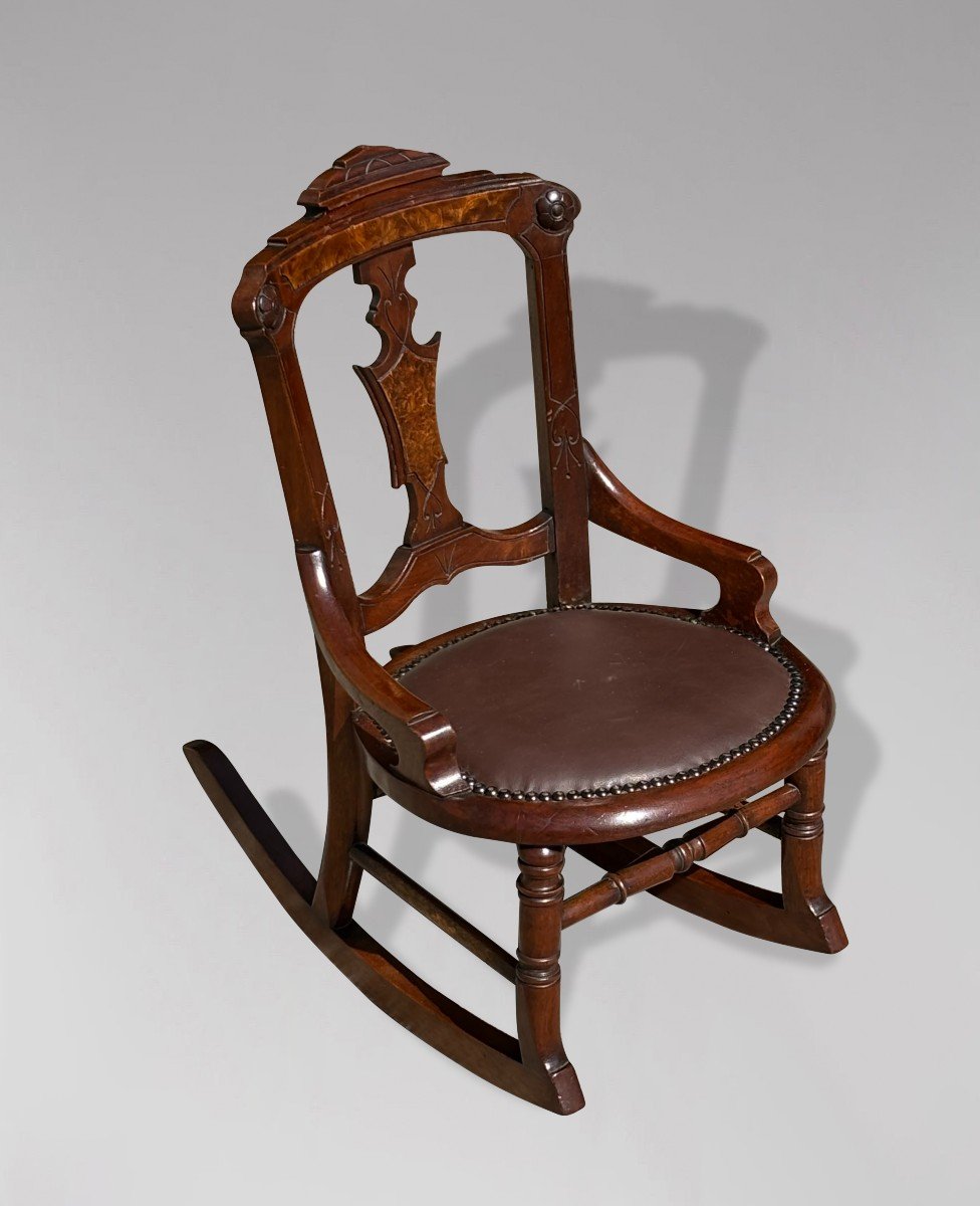 19th Century Victorian Period Mahogany Child's Rocking Chair-photo-2