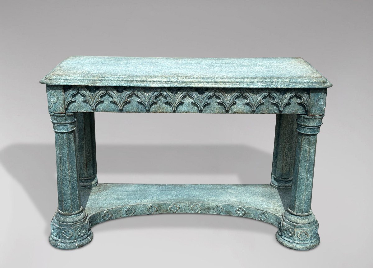 19th Century Painted Gothic Console Table-photo-3