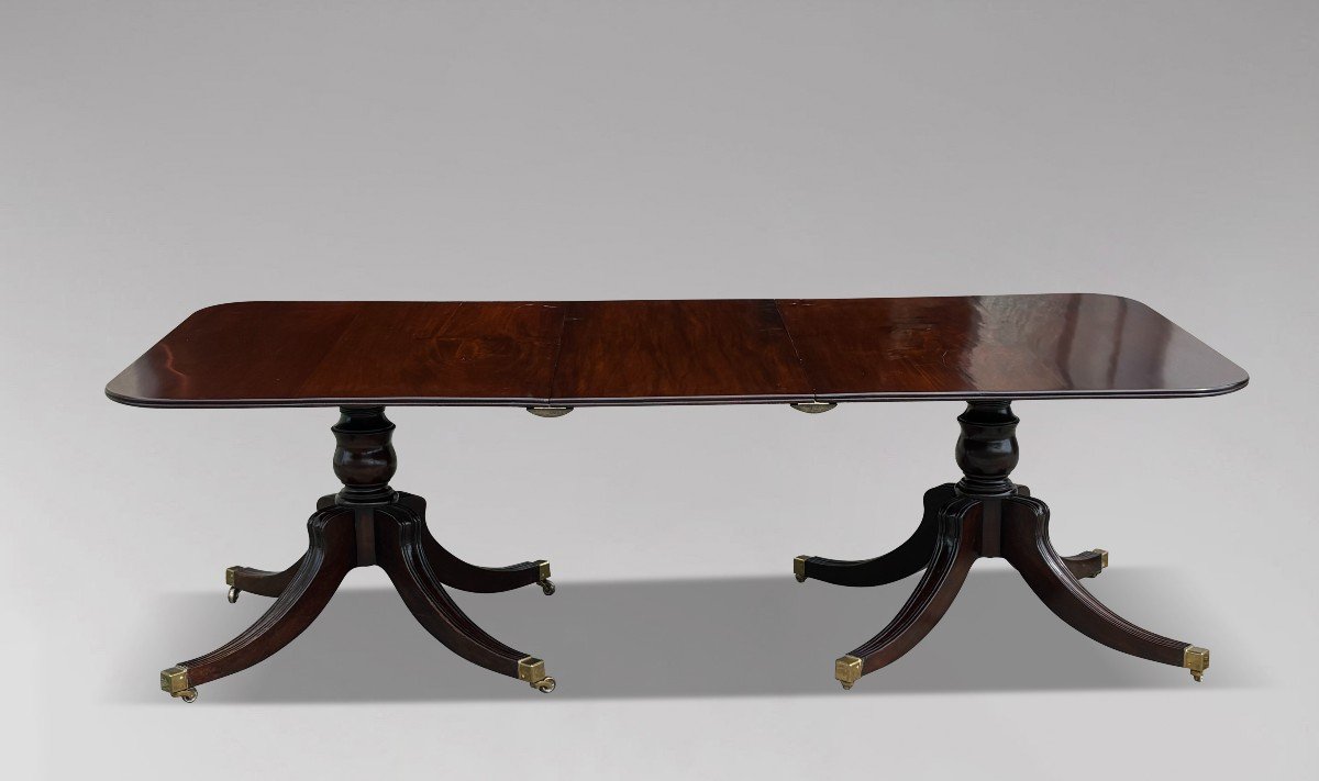 19th Century Georgian Period Mahogany Twin Pedestal Dining Table-photo-2