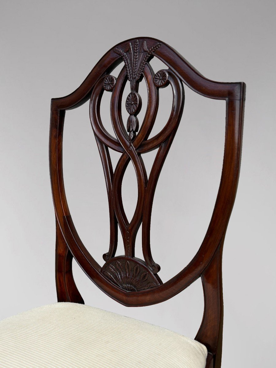 Set Of 8 19th Century Mahogany George Hepplewhite Dining Chairs-photo-4