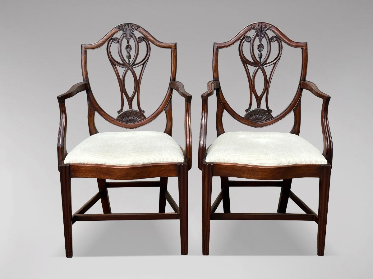 Set Of 8 19th Century Mahogany George Hepplewhite Dining Chairs-photo-5