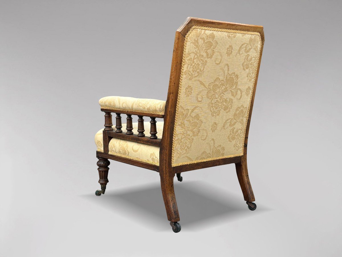 19ème Siècle, Fauteuil de Bibliothèque en Noyer d'Époque Victorienne -photo-4