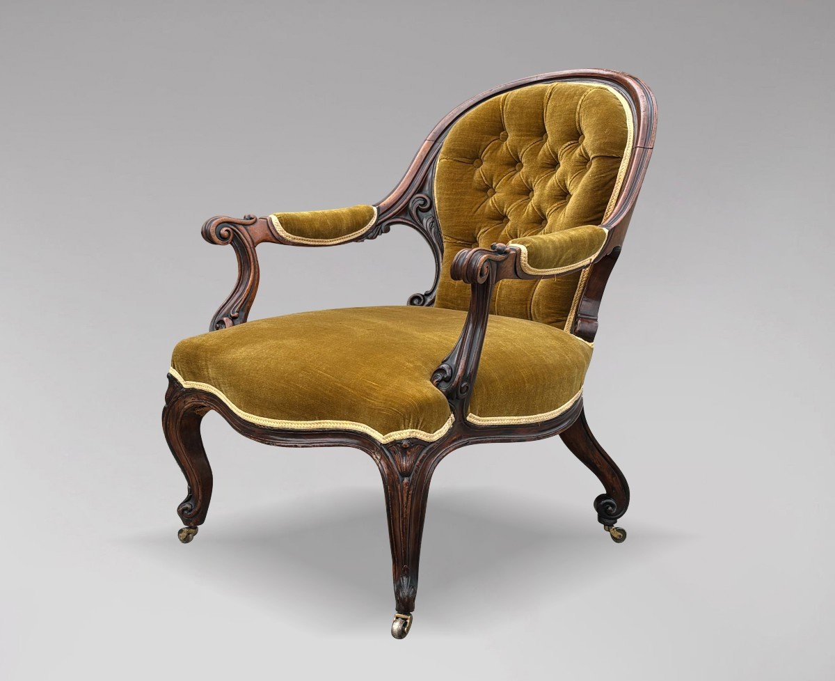 19th Century Victorian Period Carved Mahogany Armchair