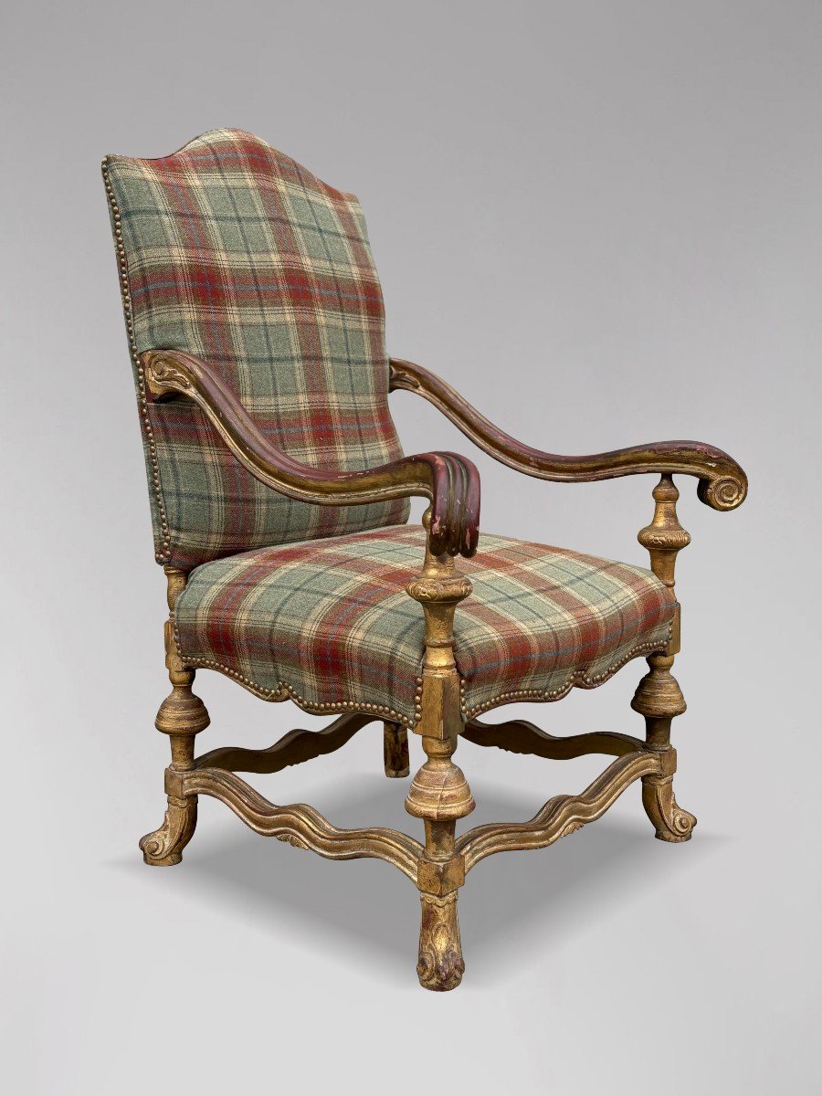 19ème siècle, Paire de Grands Fauteuils Français en Bois Doré -photo-4