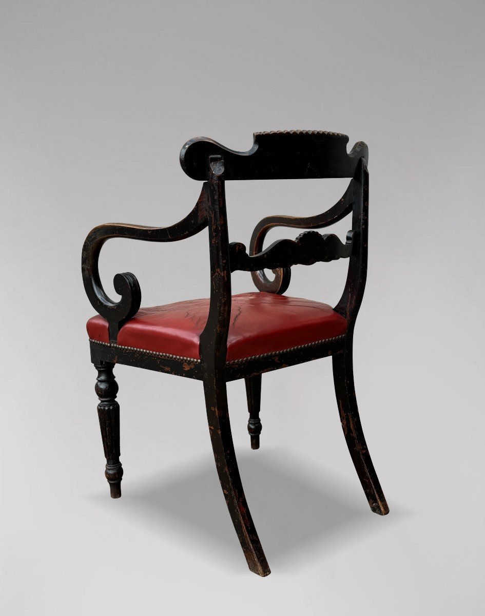 Fauteuil en Acajou et Cuir d'Époque George III du début du 19e siècle-photo-4