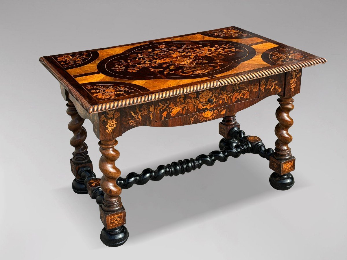 Exceptional Early 19th Century Dutch Walnut Marquetry Center Table-photo-2