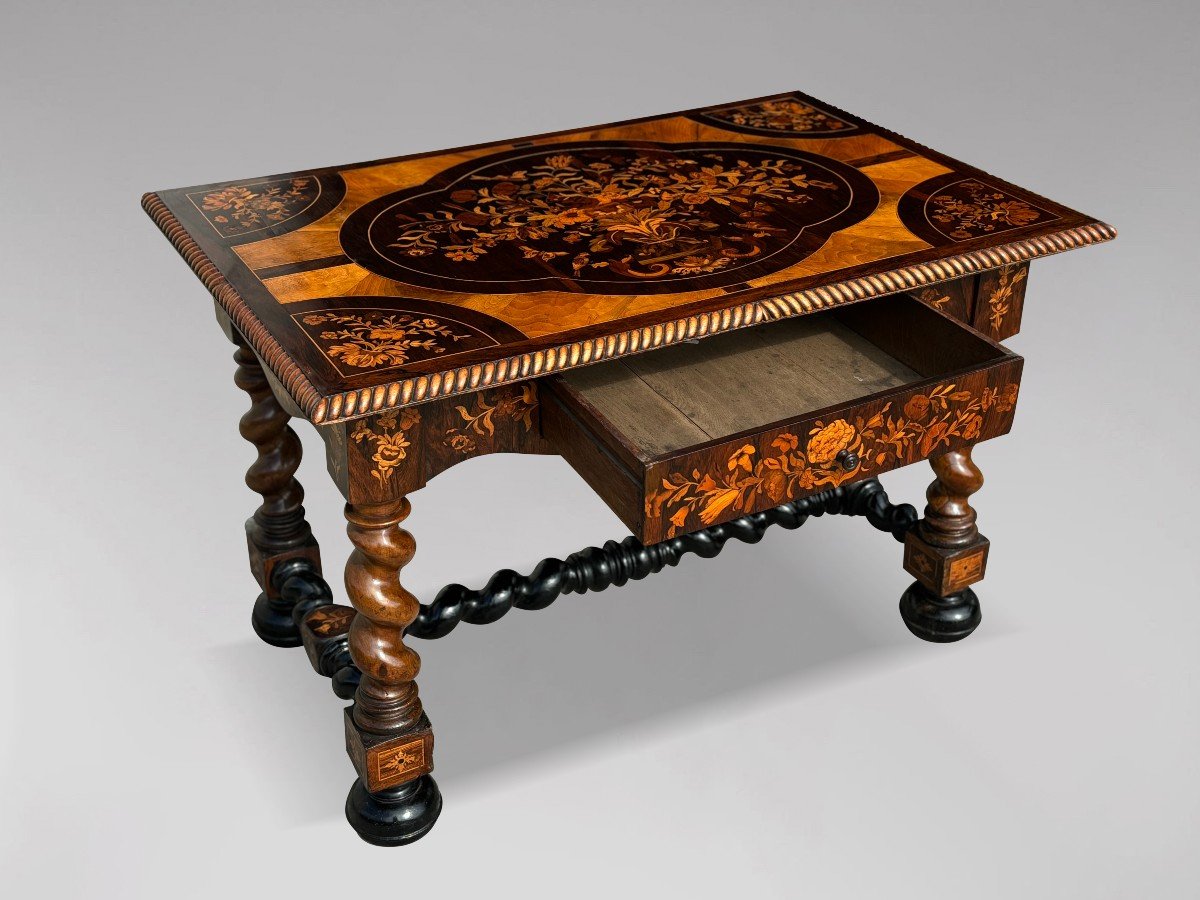 Exceptional Early 19th Century Dutch Walnut Marquetry Center Table-photo-4