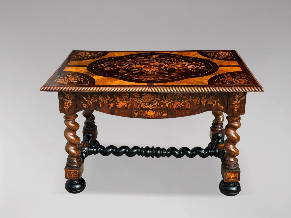 Exceptional Early 19th Century Dutch Walnut Marquetry Center Table-photo-2