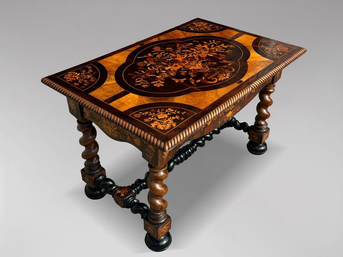 Exceptional Early 19th Century Dutch Walnut Marquetry Center Table-photo-7