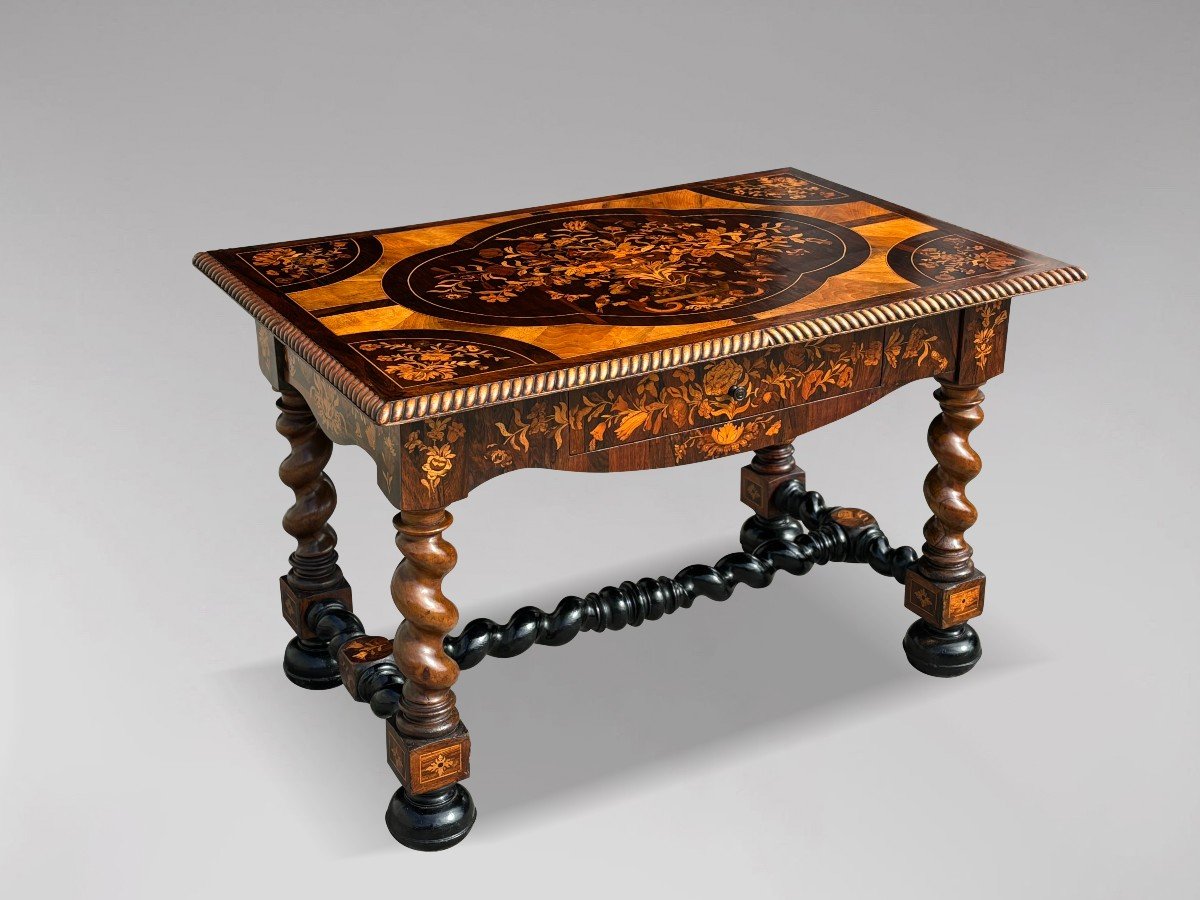 Exceptional Early 19th Century Dutch Walnut Marquetry Center Table-photo-8