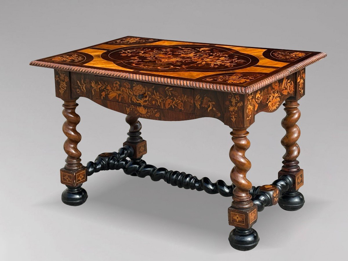 Exceptional Early 19th Century Dutch Walnut Marquetry Center Table