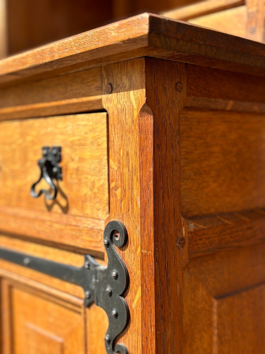 Pair Of Oak Arts And Crafts Tall Open Library Bookcases-photo-3