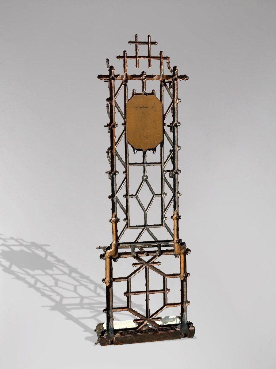 Early 20th Century French Faux Bamboo Cast Iron Hall Stand By Deville Pailliette, C.1900-photo-2