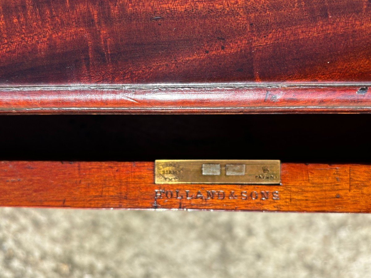 19th Century Mahogany Partners Desk Stamped By Holland & Sons-photo-2