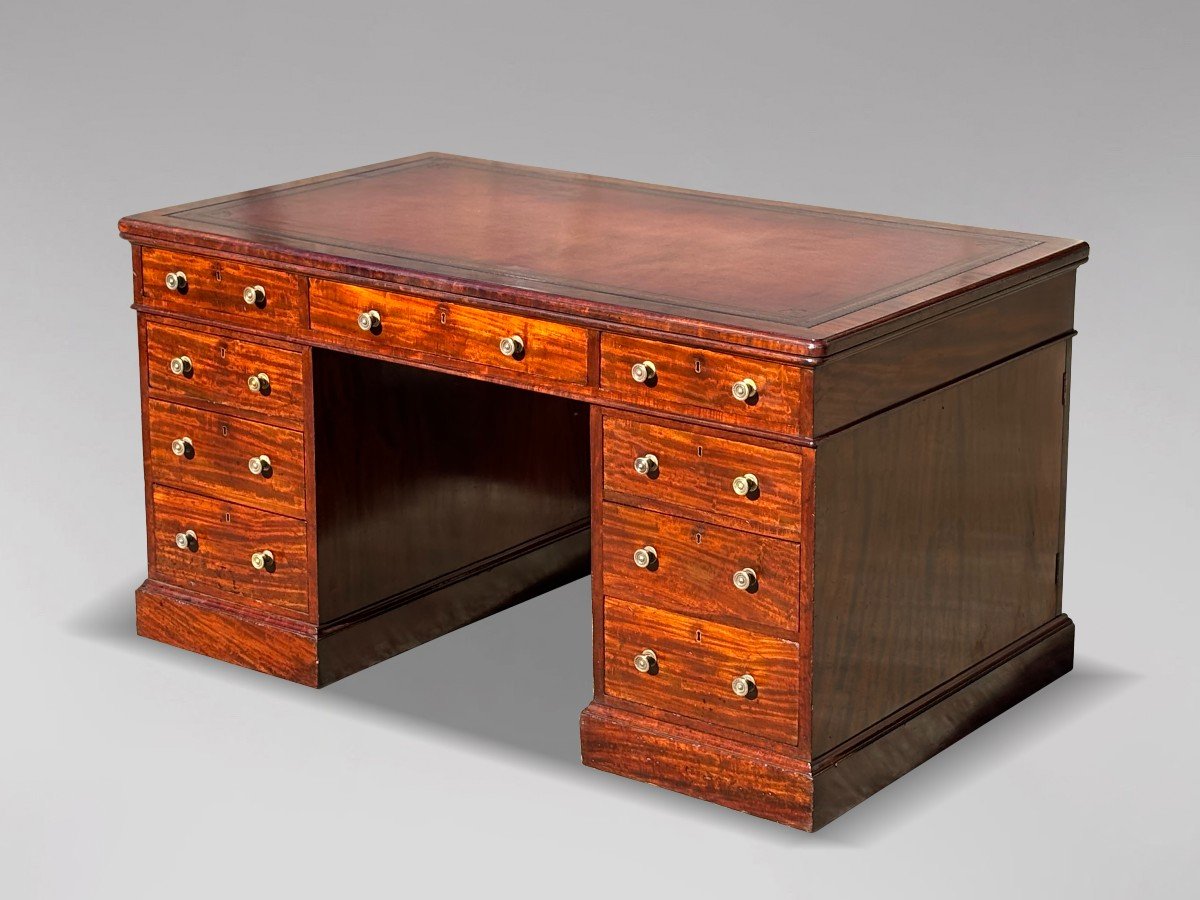 19th Century Mahogany Partners Desk Stamped By Holland & Sons