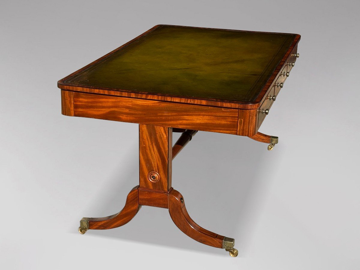 Early 19th Century Regency Period Mahogany Partners Library Writing Table-photo-8