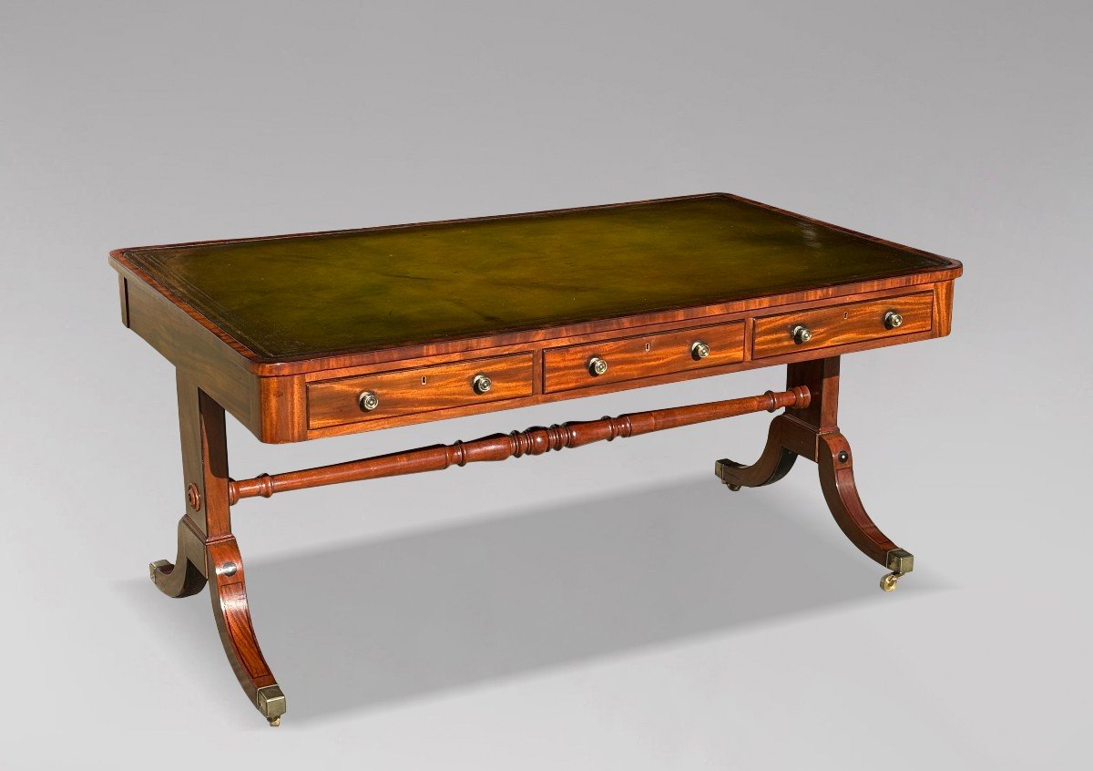 Early 19th Century Regency Period Mahogany Partners Library Writing Table